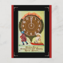 Vintage Kinder unter einer Uhr glücklich Neues Jah