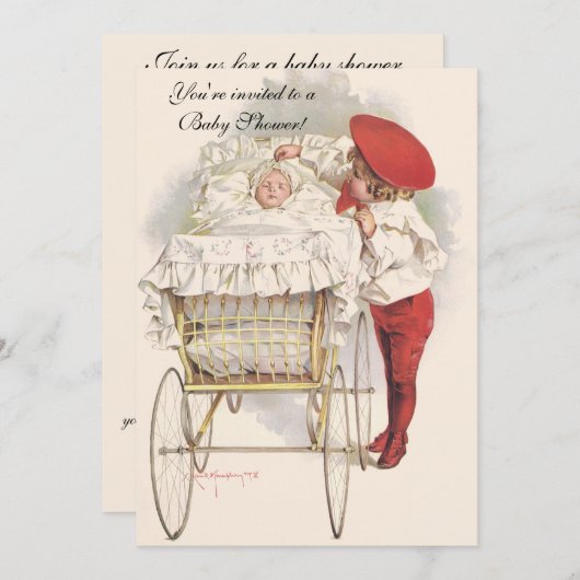 Vintage Kinder, Viktorianische Kinderdusche Einlad Einladung (Vorne/Hinten)