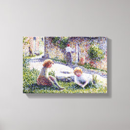 Vintage Kinder von Camille Pissarro auf einem Baue Leinwanddruck