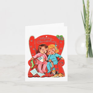 Vintage Kinder Wartete auf dem Santa Karte