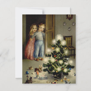 Vintage Kinder Weihnachten Morgen Karte