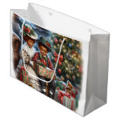 Vintage Kinder Weihnachtsgeschenke öffnen Große Geschenktüte (Vorderseite Schrägansicht)