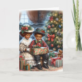 Vintage Kinder Weihnachtsgeschenke öffnen Karte (Vorderseite)