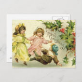 Vintage Kinder Weihnachtskarte Feiertagspostkarte (Vorne/Hinten)