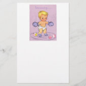 Vintage Kinderankündigung/Boxhandschuhe Briefpapier (Vorderseite)