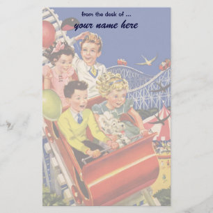 Vintage Kinderballon-Hunderollen-Untersetzer-Fahrt Briefpapier