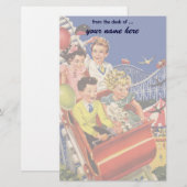 Vintage Kinderballon-Hunderollen-Untersetzer-Fahrt Briefpapier (Vorne/Hinten)