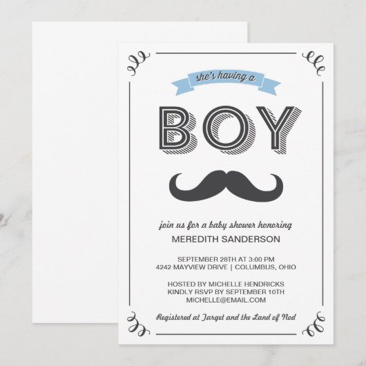 Vintage Kinderdusche Einladung (Vorne/Hinten)