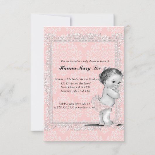 Vintage Kinderdusche Einladung (Vorderseite)