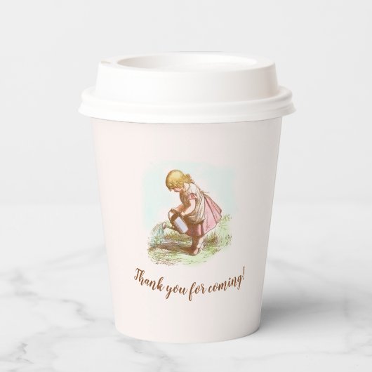 Vintage Kinderdusche im Garten Pappbecher (Rückseite)