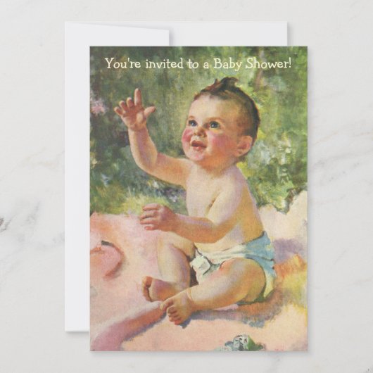 Vintage Kinderdusche, Kindermädchen Einladung (Vorderseite)