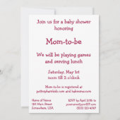 Vintage Kinderdusche, Kindermädchen Einladung (Rückseite)