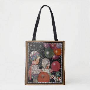 Vintage Kindergeburtstagsfeier, Luftballons und Sp Tasche