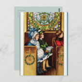 Vintage Kinderkirche Weltfrieden Weihnachten Postkarte (Vorne/Hinten)