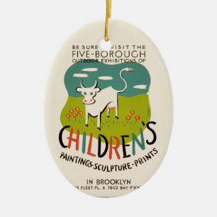 Vintage Kinderkunst Keramikornament