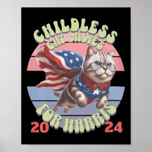 Vintage kinderlose Katzen Ladys for Kamala Harris Poster