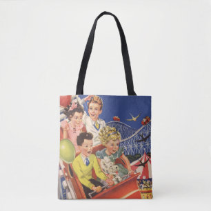 Vintage-Kinderluftballons Hund Achterbahnfahrt Tasche