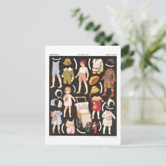 Vintage Kinderpapiere Postkarte (Stehend Vorderseite)