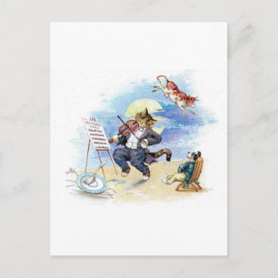 Vintage Kinderreim Hey Diddle, Katze Fiddle Kunst Postkarte