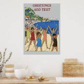Vintage Kinderübung am Strand Poster (Küche)