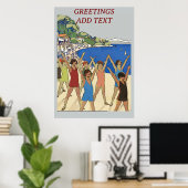 Vintage Kinderübung am Strand Poster (Heimbüro)