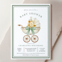Vintage-Kinderwagen-Baby-Party Sagegrün Goldene Bl