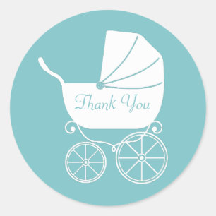 Vintage-Kinderwagen-Baby-Party Süßer blauer Junge Runder Aufkleber