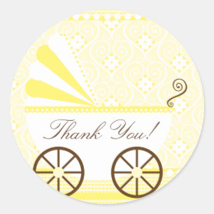 Vintage-Kinderwagen Danke Baby Shower Aufkleber