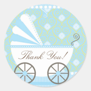 Vintage-Kinderwagen Danke Baby Shower Aufkleber
