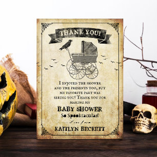 Vintage Kinderwagen Halloween Baby Shower Dankeskarte