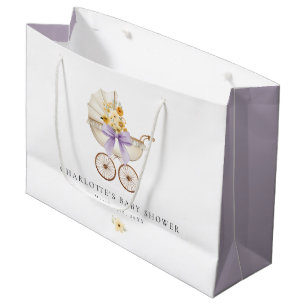 Vintage-Kinderwagen Lavendel-Baby-Party Große Geschenktüte