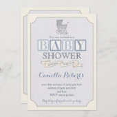 Vintage Kinderwagendusche oder Sprinkleranlage, Ju Einladung (Vorne/Hinten)