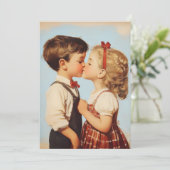 Vintage Kindheit Sweetheart Kiss Einladung (Stehend Vorderseite)