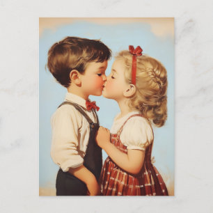 Vintage Kindheitsschatz-Kuss Postkarte