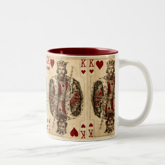 Vintage King Hearts Spielkarten Collage Zweifarbige Tasse