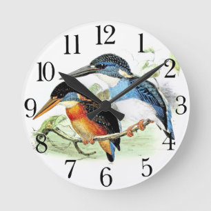 Vintage Kingfisher Bird Wildlife Animal Wall Clock Runde Wanduhr
