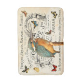 Vintage Kingfisher & Butterflies Französische Werb Badematte (Vorderseite Vertikal)