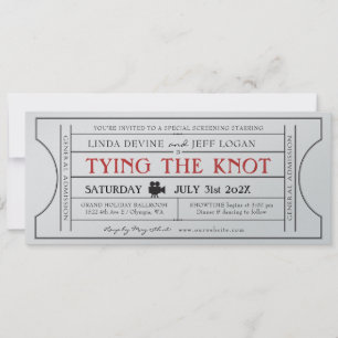 Vintage Kinofilm-Hochzeitsticket-Einladung Einladung