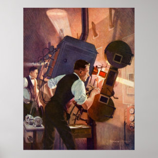 Vintage Kinoprojektionistin Filmkamera Poster