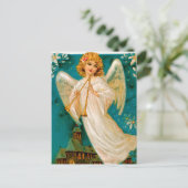 Vintage Kirche und Engel Weihnachtskarte Feiertagspostkarte (Stehend Vorderseite)