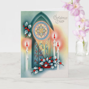 Vintage Kirchenfenster-Weihnachtskarte Karte