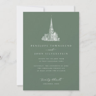 Vintage kirchliche Hochzeit Einladung