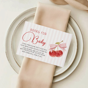 Vintage-Kirsch-Baby-Shower-Buchwunsch Begleitkarte