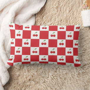 Vintage Kirsch-Gingham: Coquette Cottagecore Lendenkissen