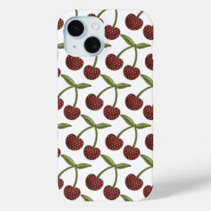 Vintage-Kirsch-Illustrationsmuster auf Weiß Case-Mate iPhone Hülle