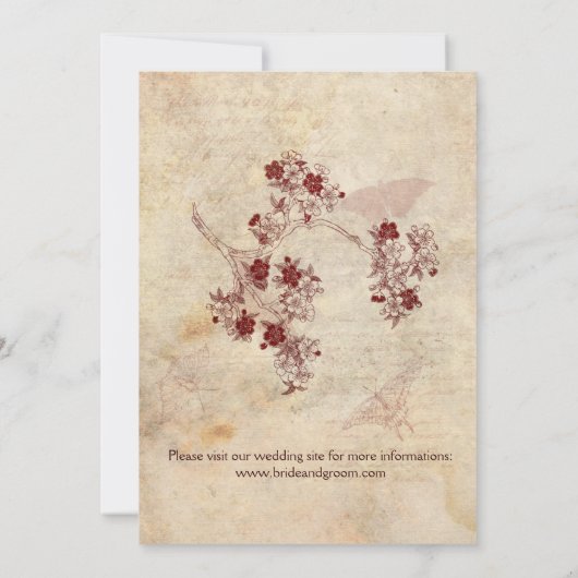 Vintage Kirschblüte Einladung (Rückseite)