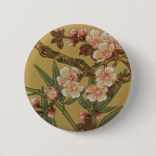 Vintage Kirschblüten Asiatische Japanische Blumen Button