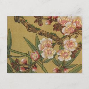 Vintage Kirschblüten Asiatische Japanische Blumen Postkarte