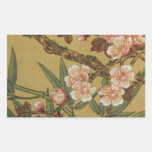 Vintage Kirschblüten Asiatische Japanische Blumen Rechteckiger Aufkleber
