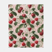 Vintage-Kirschblüten-Botanik-Rosa-Rot-Muster Fleecedecke (Vorderseite)